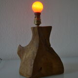 Modernist brutalist lamp free form years 60 olive wood