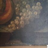 Table oil on canvas Life Dead with melon and grapes. 19 th