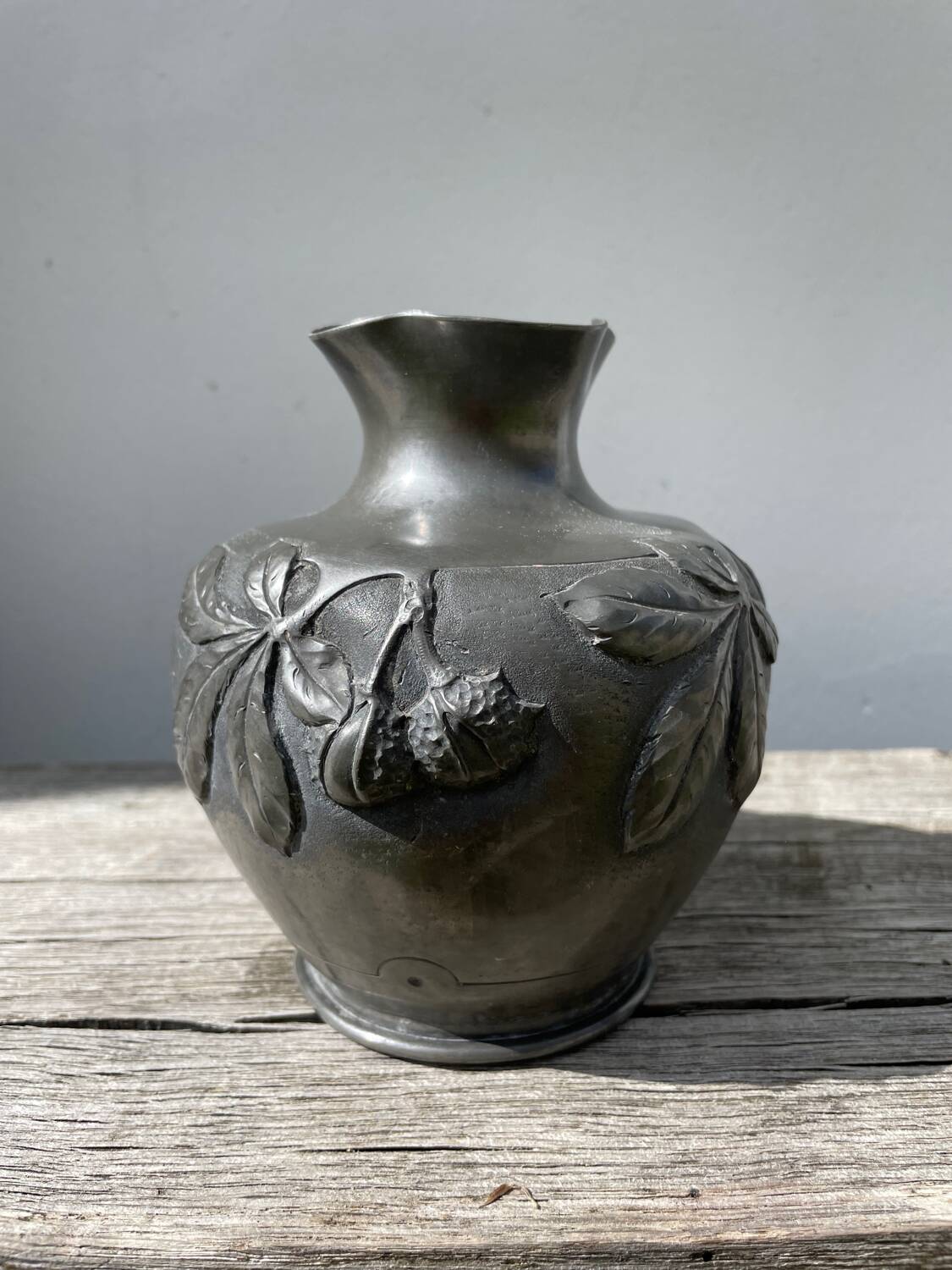 Art Nouveau pewter vase signed Cortesi