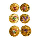 6 dessert plates with the barbotine motifs of the house Sarreguemines (signed)