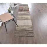1970s Turkish Runner Handwoven Wool Flatweave Kilim Rug 64x250