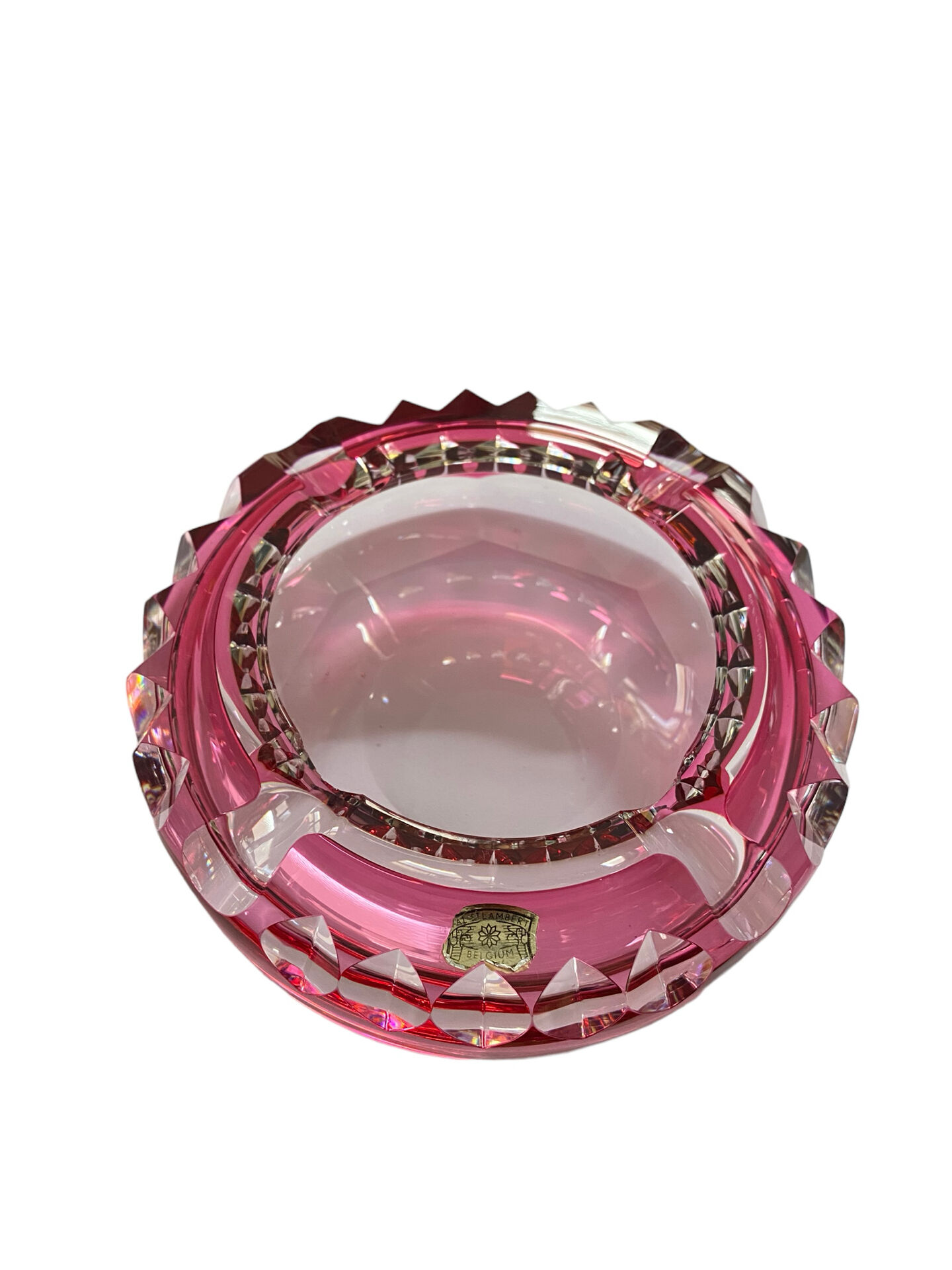 Pink crystal ashtray Val Saint Lambert 1960-1970