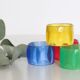 Colorful towel rings made of translucent plastic, vintage
