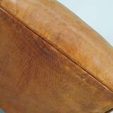 Vintage French Cognac-Colored Leather Club Chair, 1950s