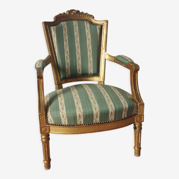 Fauteuil à la reine style Louis XVl bois doré XlXe siècle