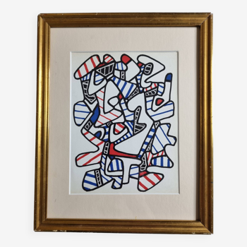 Screenprint after Jean Dubuffet framed under glass 25 cm by 31 cm