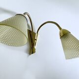 Large Vintage Glass Brass Wall Lamp
