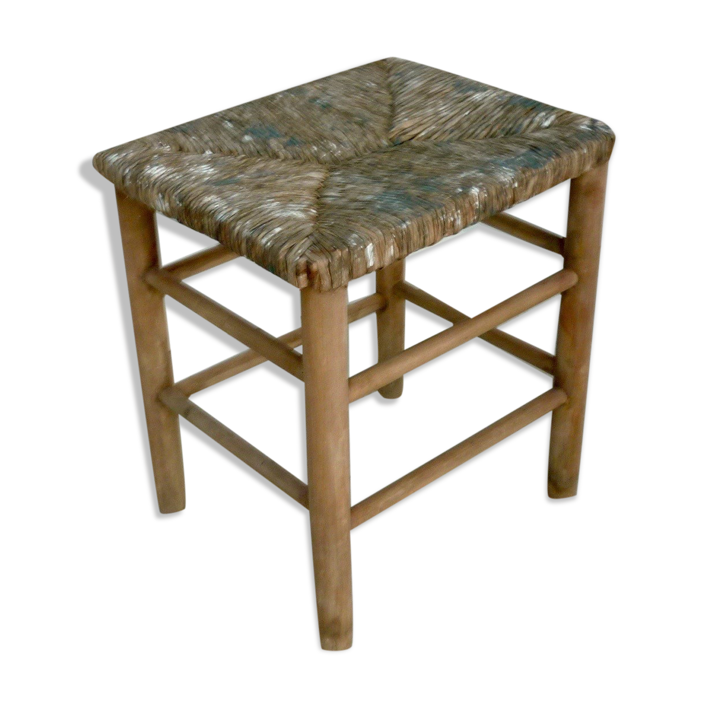 Wooden and straw workshop stool