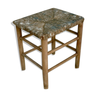 Wooden and straw workshop stool