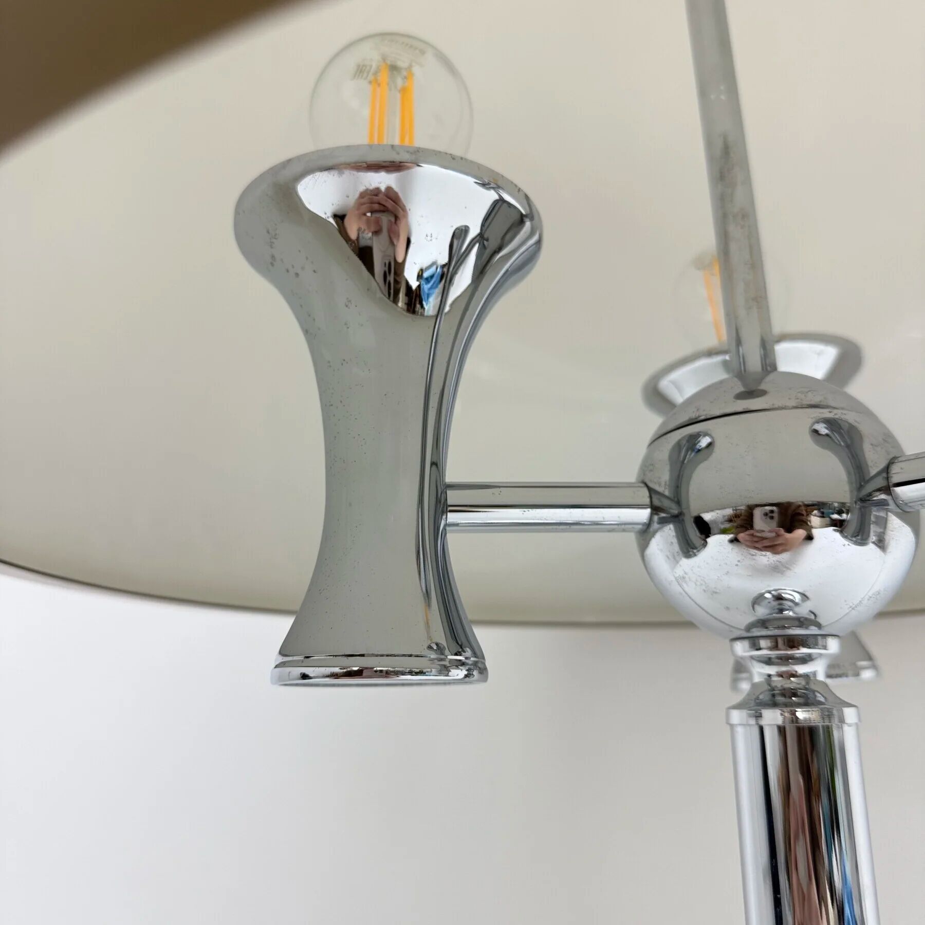 Mid-century mushroom table lamp with chrome base, 1970s