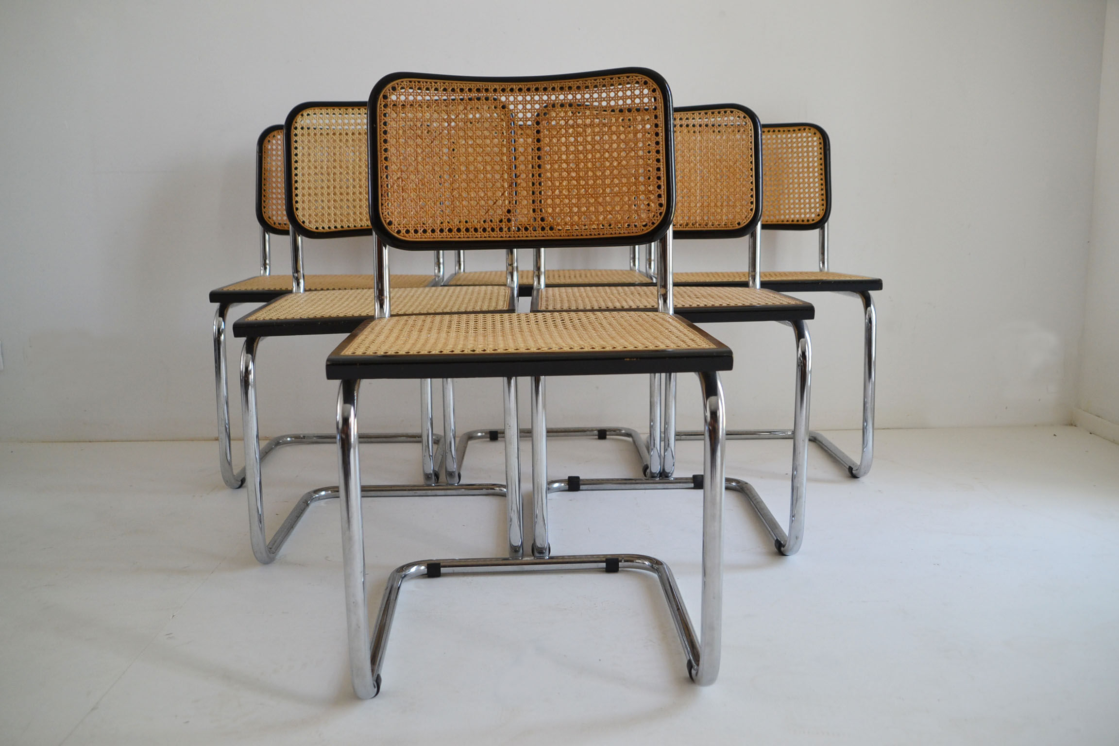 Suite of 6 chairs by Marcel Breuer Cesca B32, made in Italy