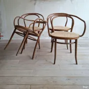 Ensemble de 4 chaises brunes 209, Ligna, années 1970