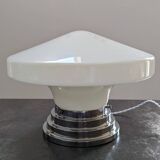Ancien grand plafonnier skyscraper lampe à poser opaline Bahaus Art déco 1930 Ø 31 cm