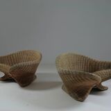 Pair of rattan lotus armchairs, 1970s