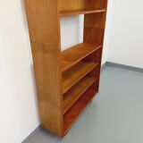 Large vintage oak wood bookcase shelf from the 50s 60s