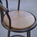 Industrial stool with oak seat, 1960s