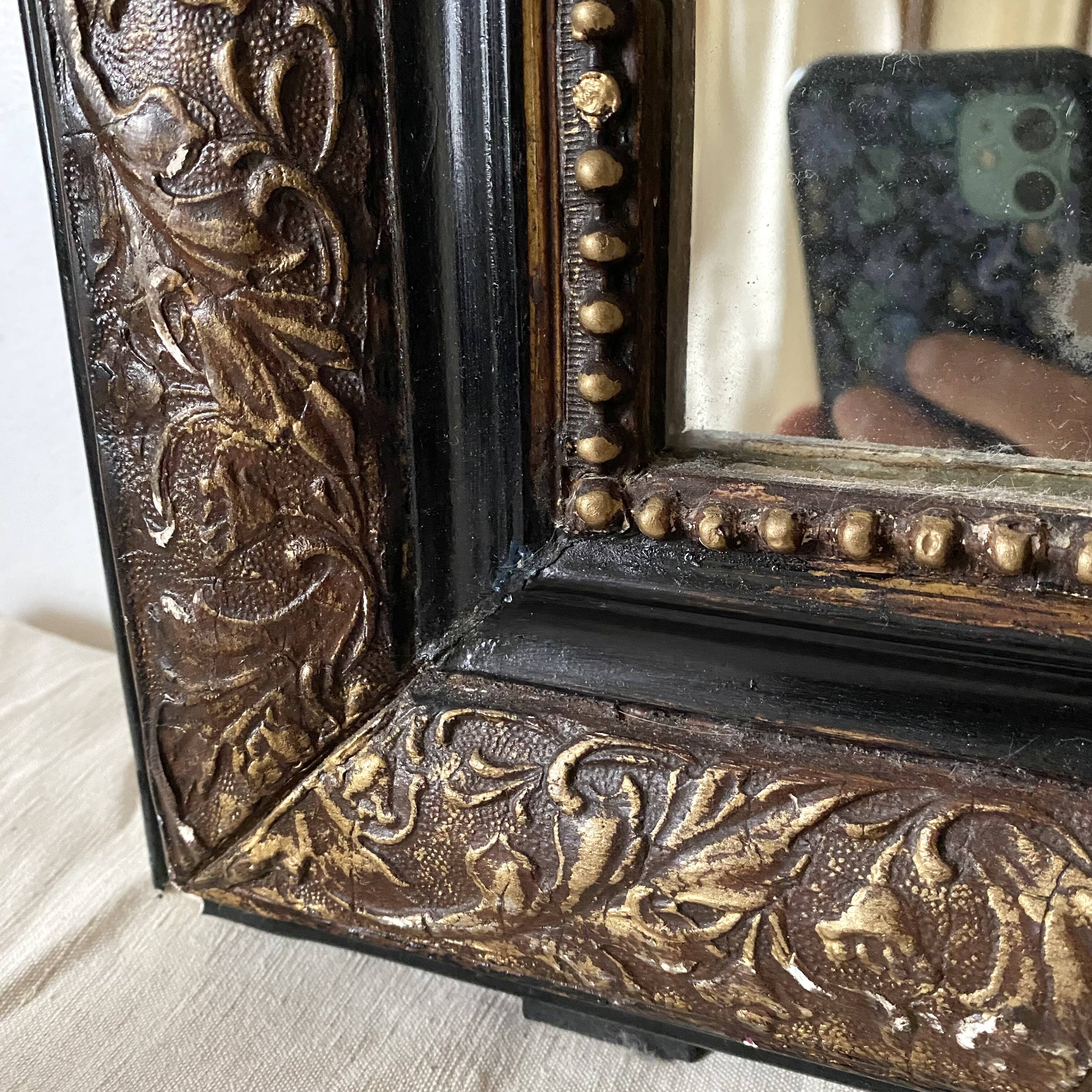 Antique Louis Philippe mirror in black and gold, 93X68cm