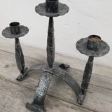 Pair of wrought iron candlesticks