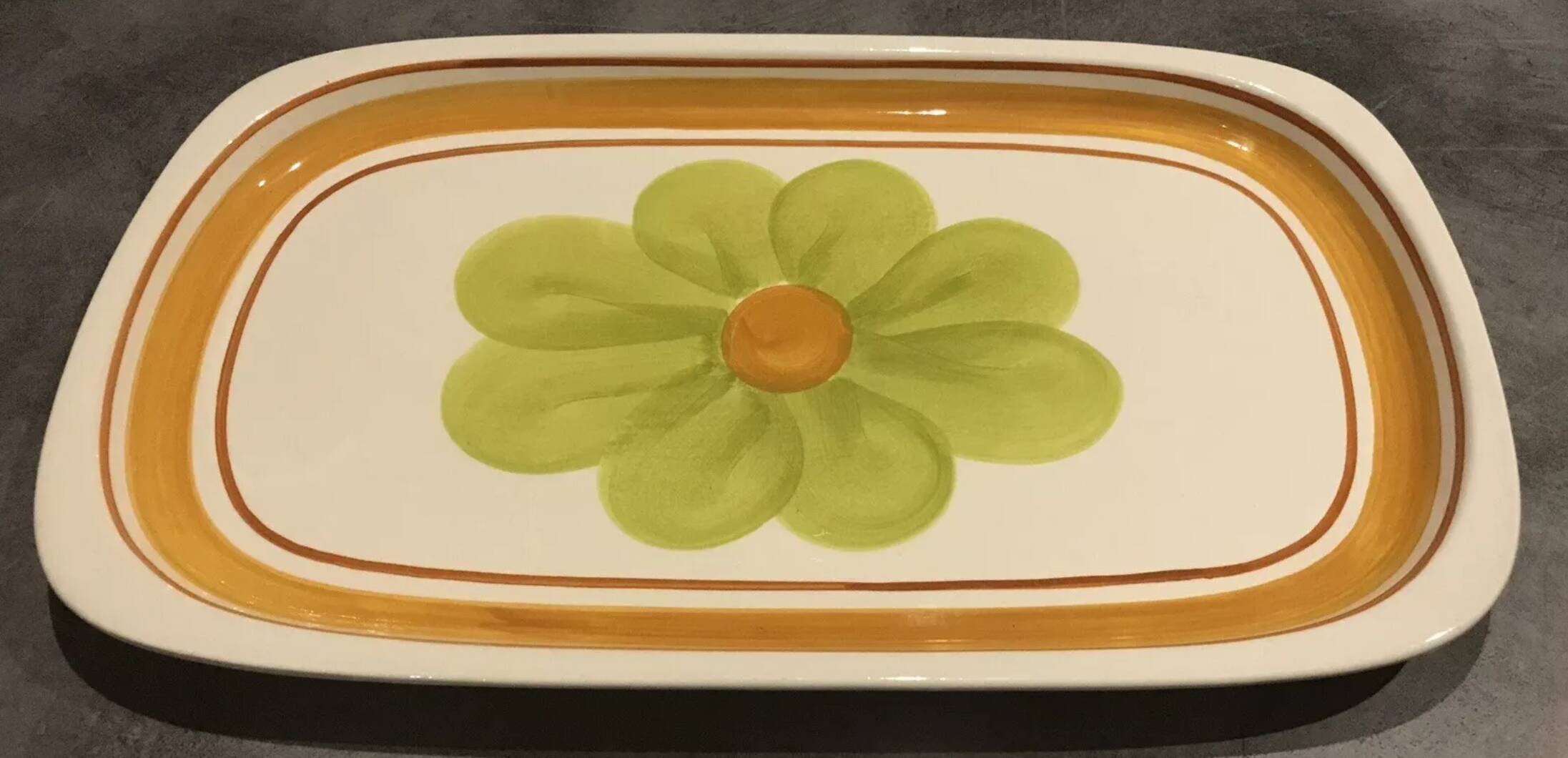 Vintage rectangular earthenware dish, Monaco model by SALINS