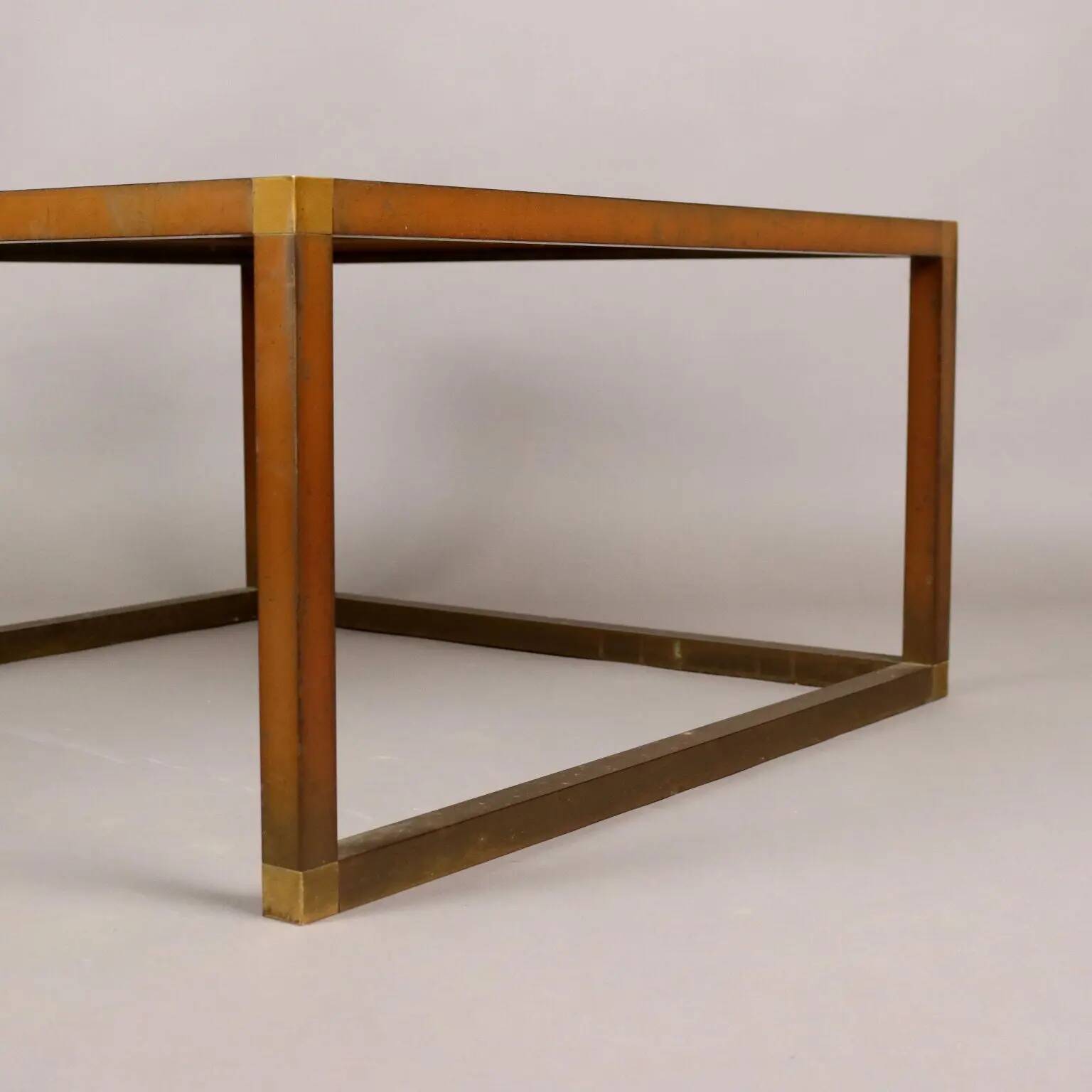 Vintage coffee table in brass and glass, Italy, 1960s-1970s