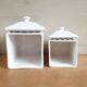 Blue and white flour and sugar food boxes