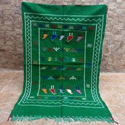 Handwoven Berber Kilim rug: Small Moroccan tribal accent rug