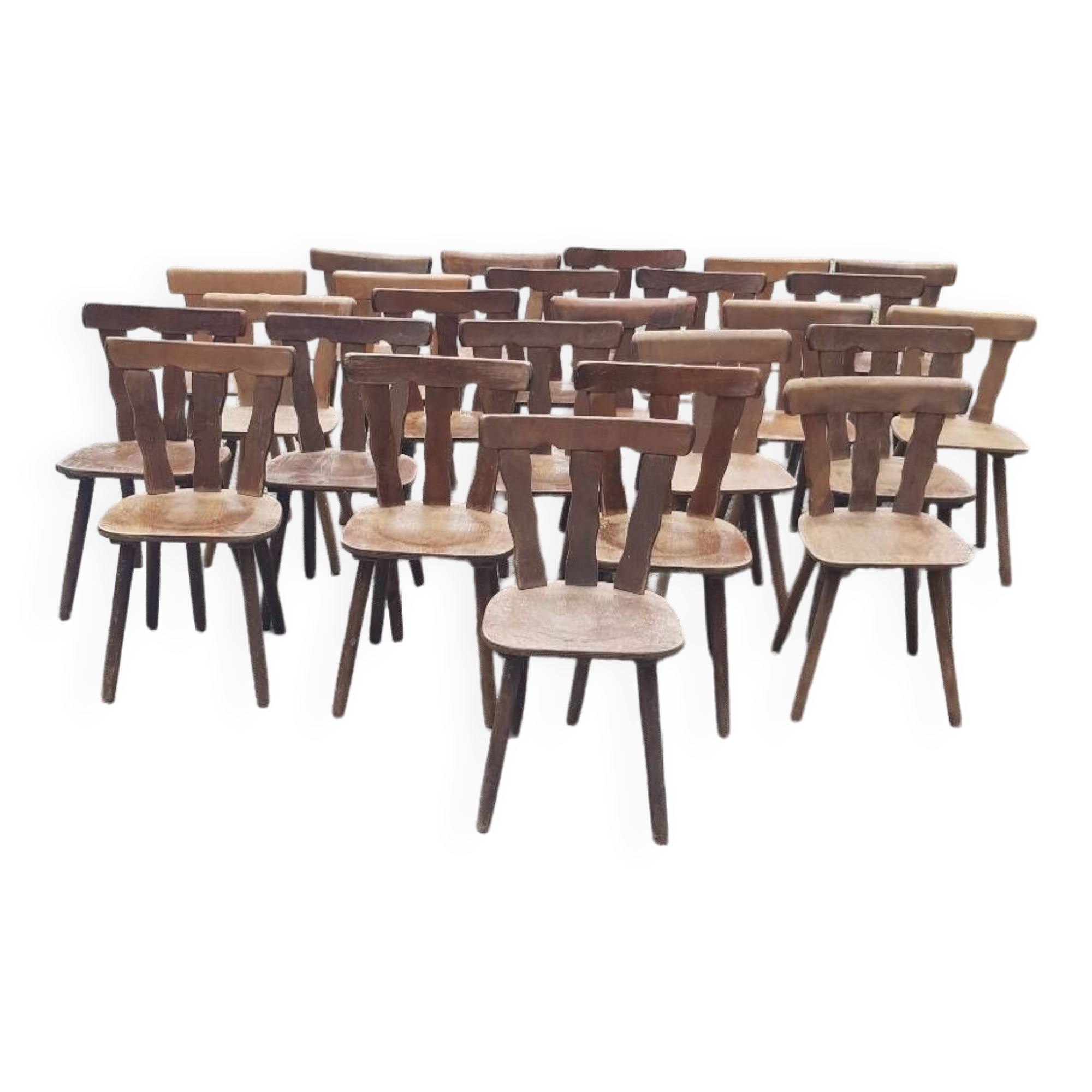Old bistro chairs in solid oak wood