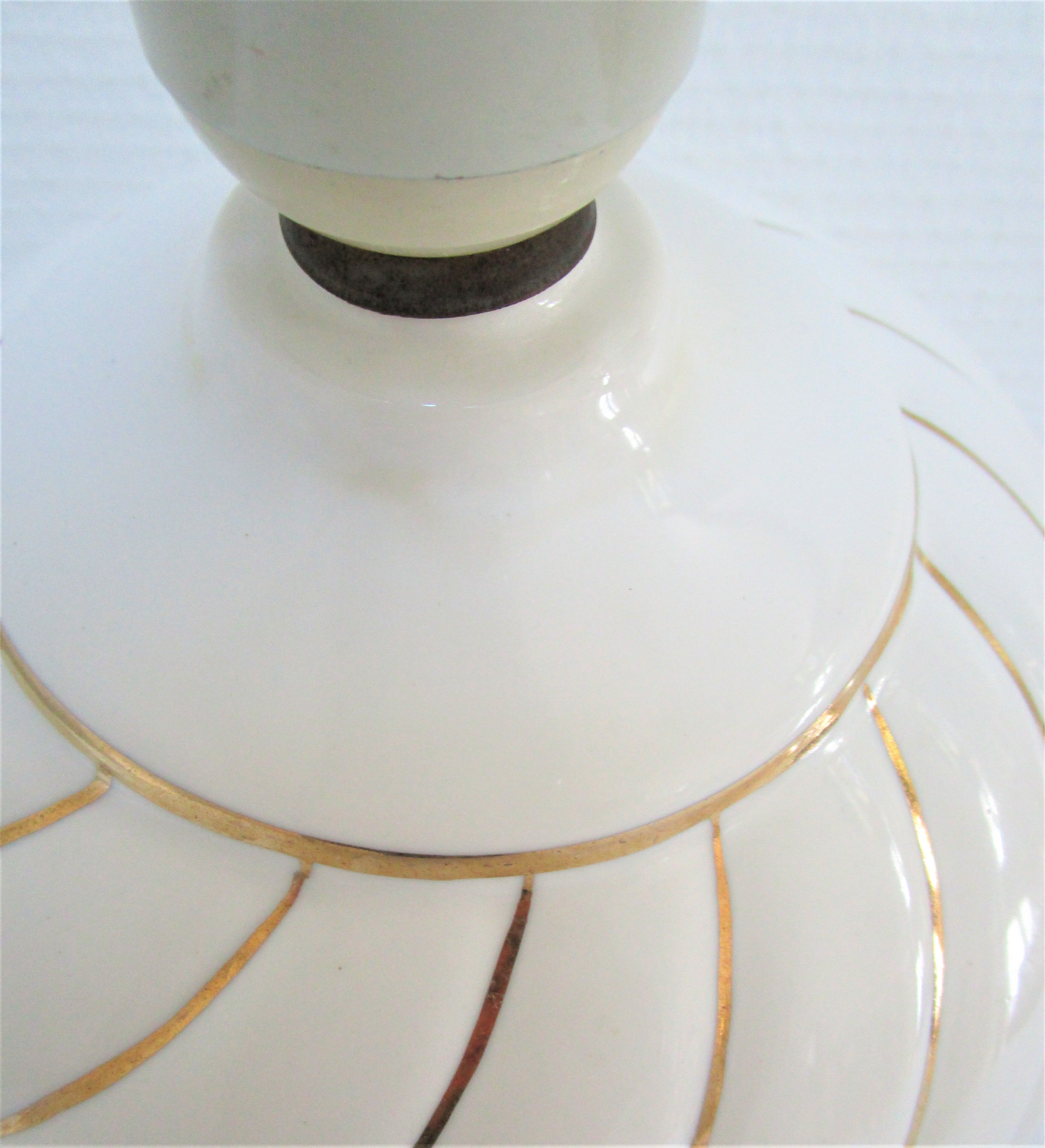 Ceramic lamp foot white and gold Italian design 80s