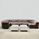 Vintage design modular lounge sofa brown leather