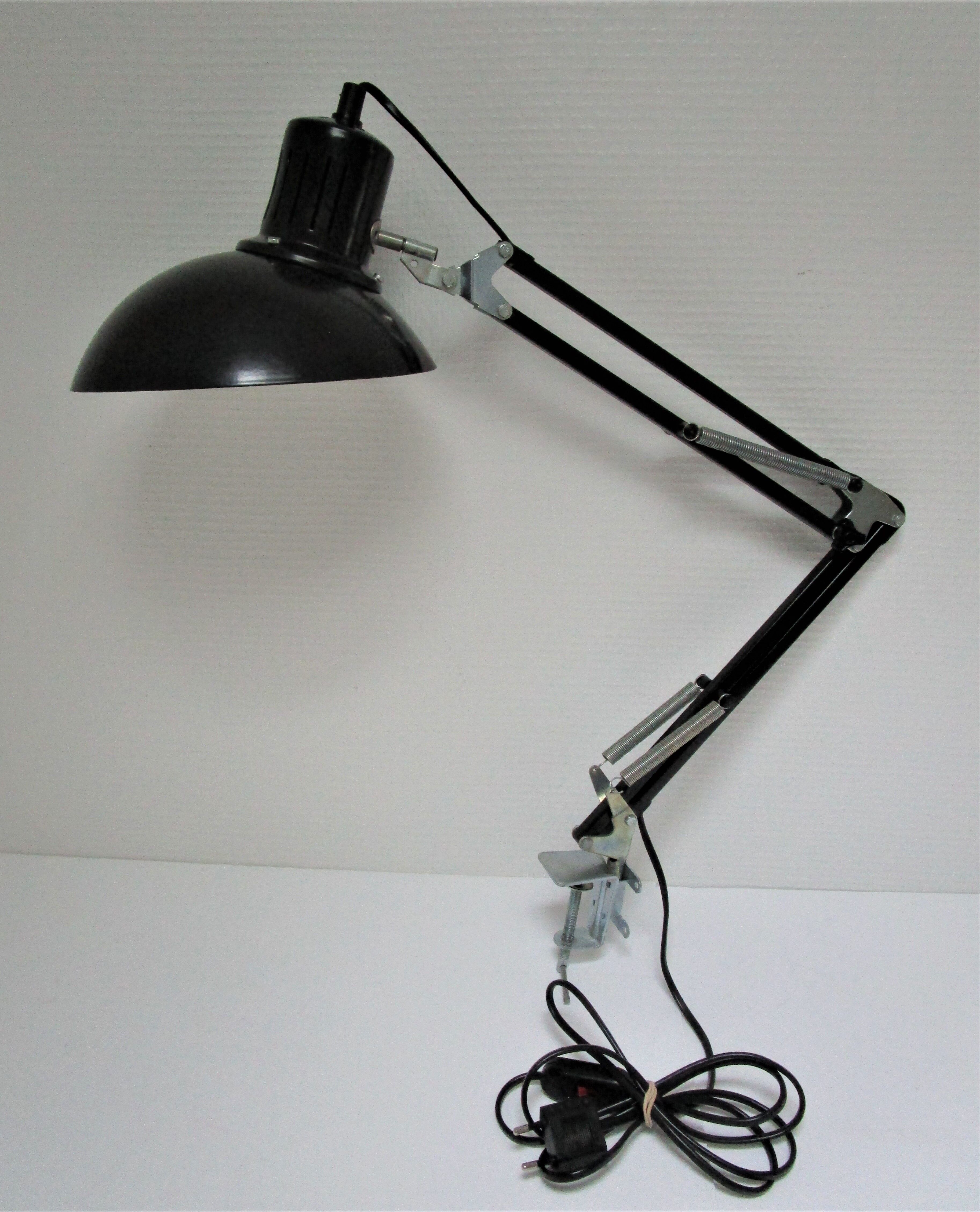 Lamp architect metal black design Aluminor vintage