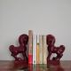 Pair of red porcelain horse bookends