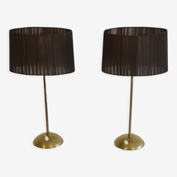 Pair of Swedish brass lamps from "Gemi" 1970