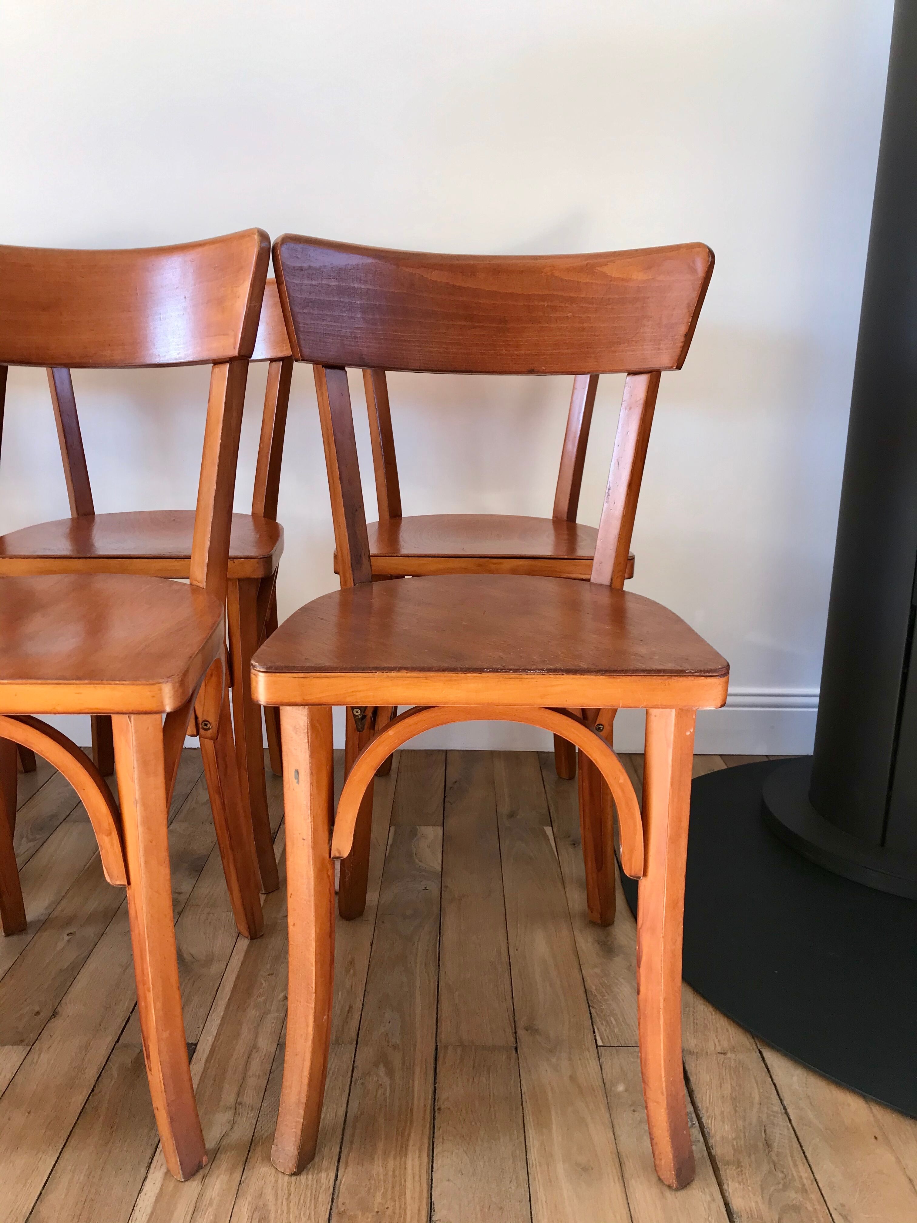 Set of 6 Luterma bistro chairs in beech wood 40-50s