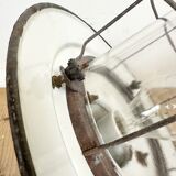 Industrial green enamel cage pendant light, 1960s