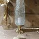 Chic retro table lamp in bronze, spindle glass Lumel, upcycled vintage
