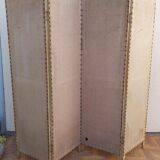 Old screen 4 sheets wood and fabric