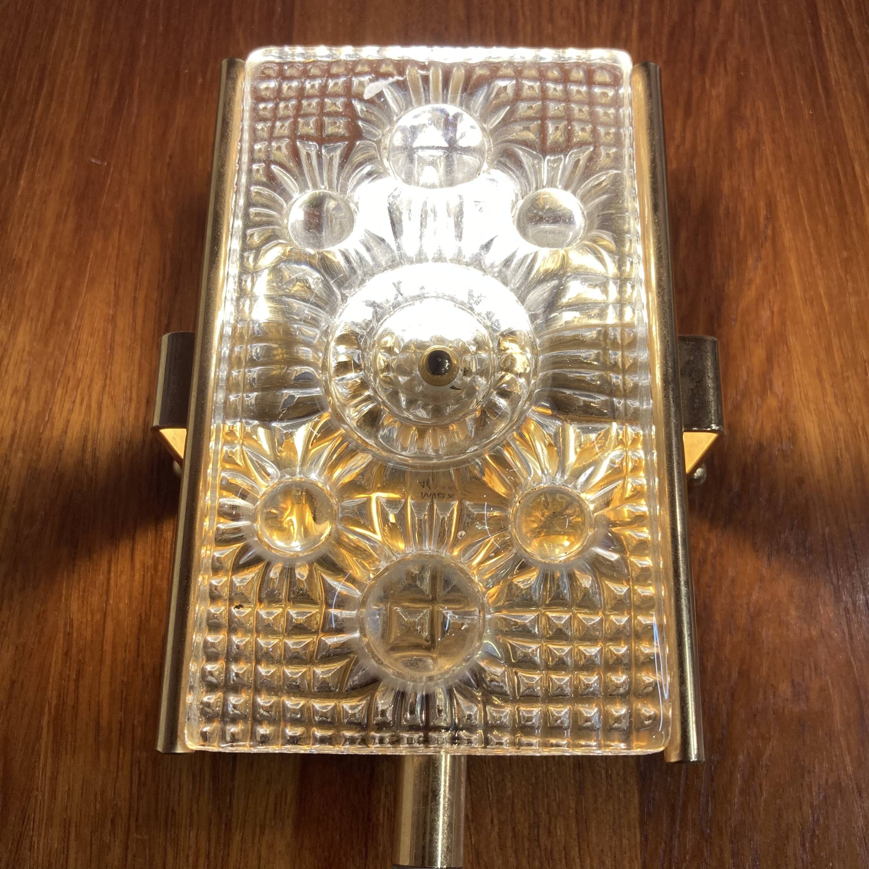 Pair of glass wall lights in Scandinavian design from the 1950s.