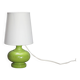 Green glass lamp with vintage shade, table lamp, lamp d