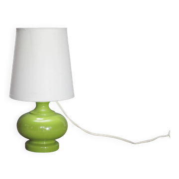 Lampe en verre couleur verte avec abat-jour vintage, lampe à poser, lampe d