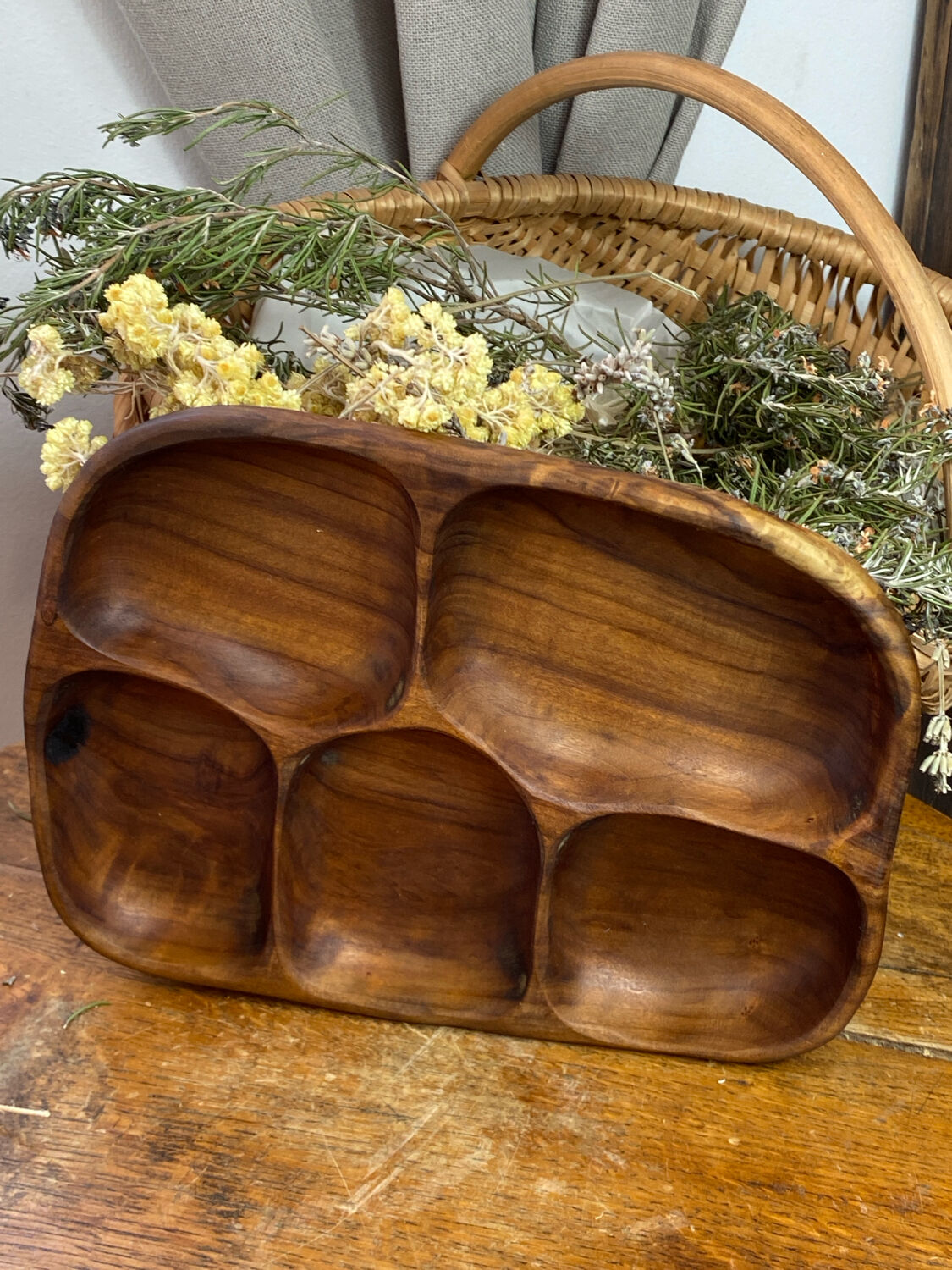 Segmented olive wood platter