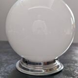 Ancien grosse applique plafonnier art deco 1930 globe boule abat jour opaline blanc Ø25cm