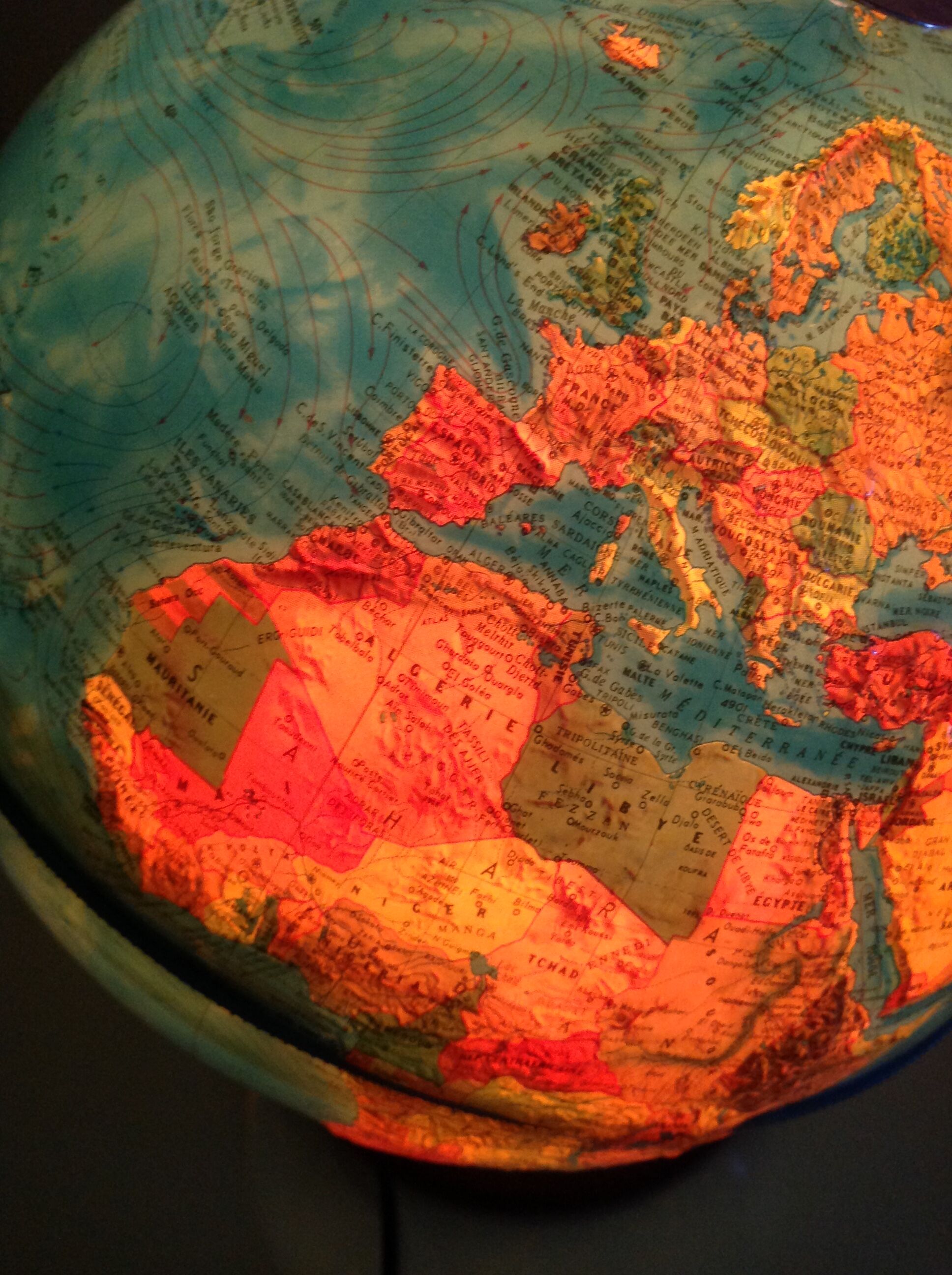 Globe in bright relief Rico Italy vintage 60s-70s