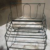 Pair of iron garden chairs forge