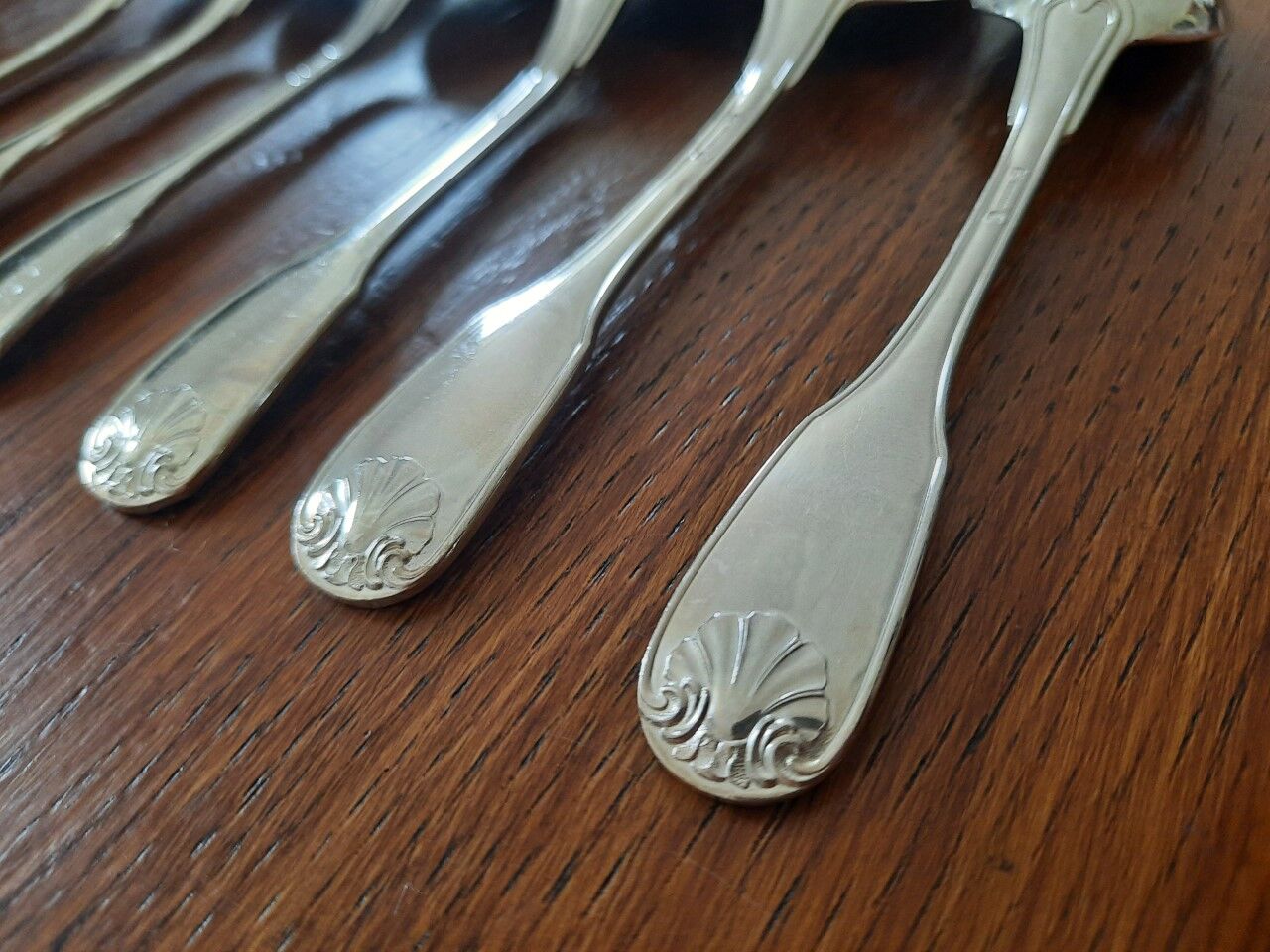 Set of 6 small silver metal spoons