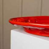 XL red ceramic plate oval 1980s - fruit relief - Mid Century design - Italian craftsmanship