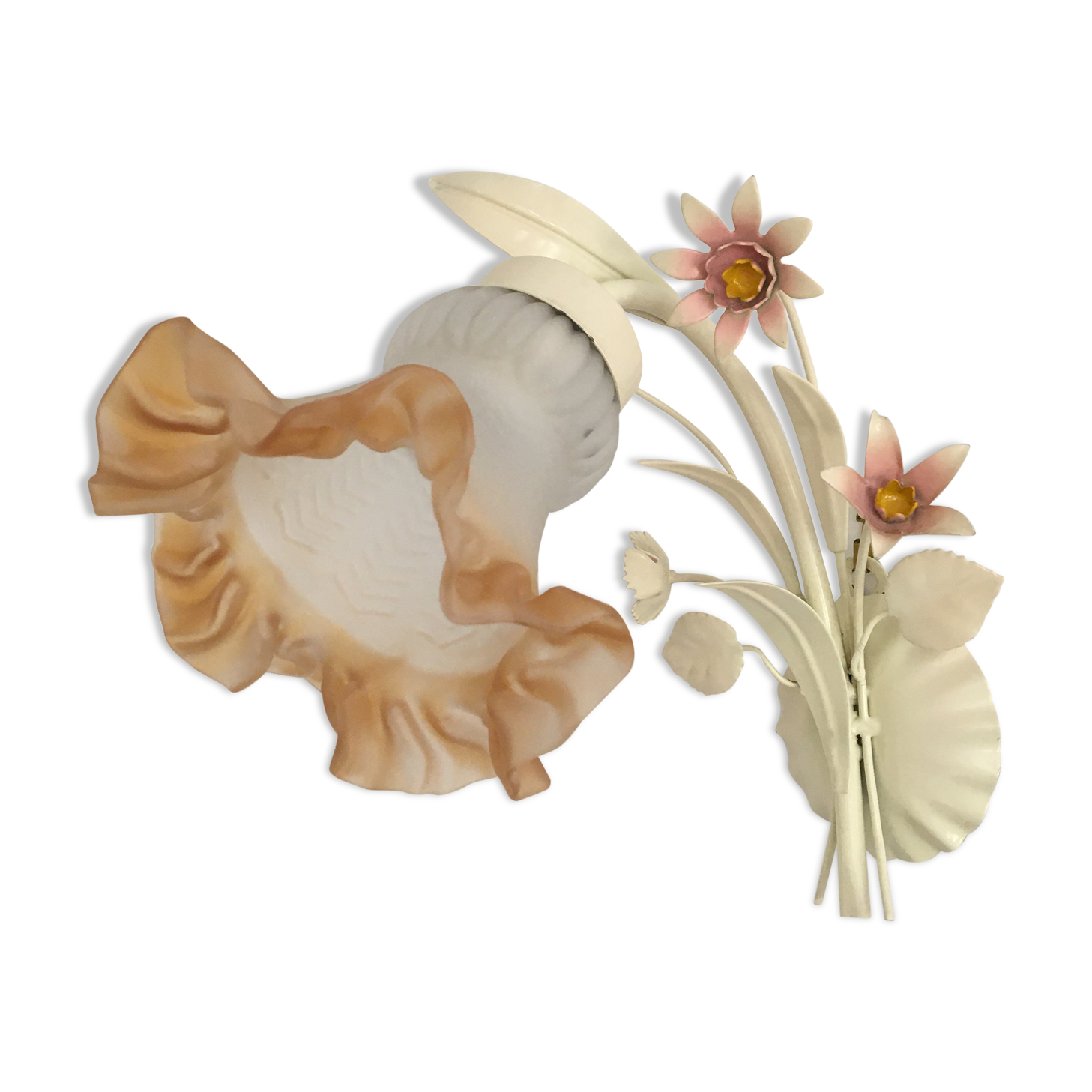 Sconce metal flowers shades pastels