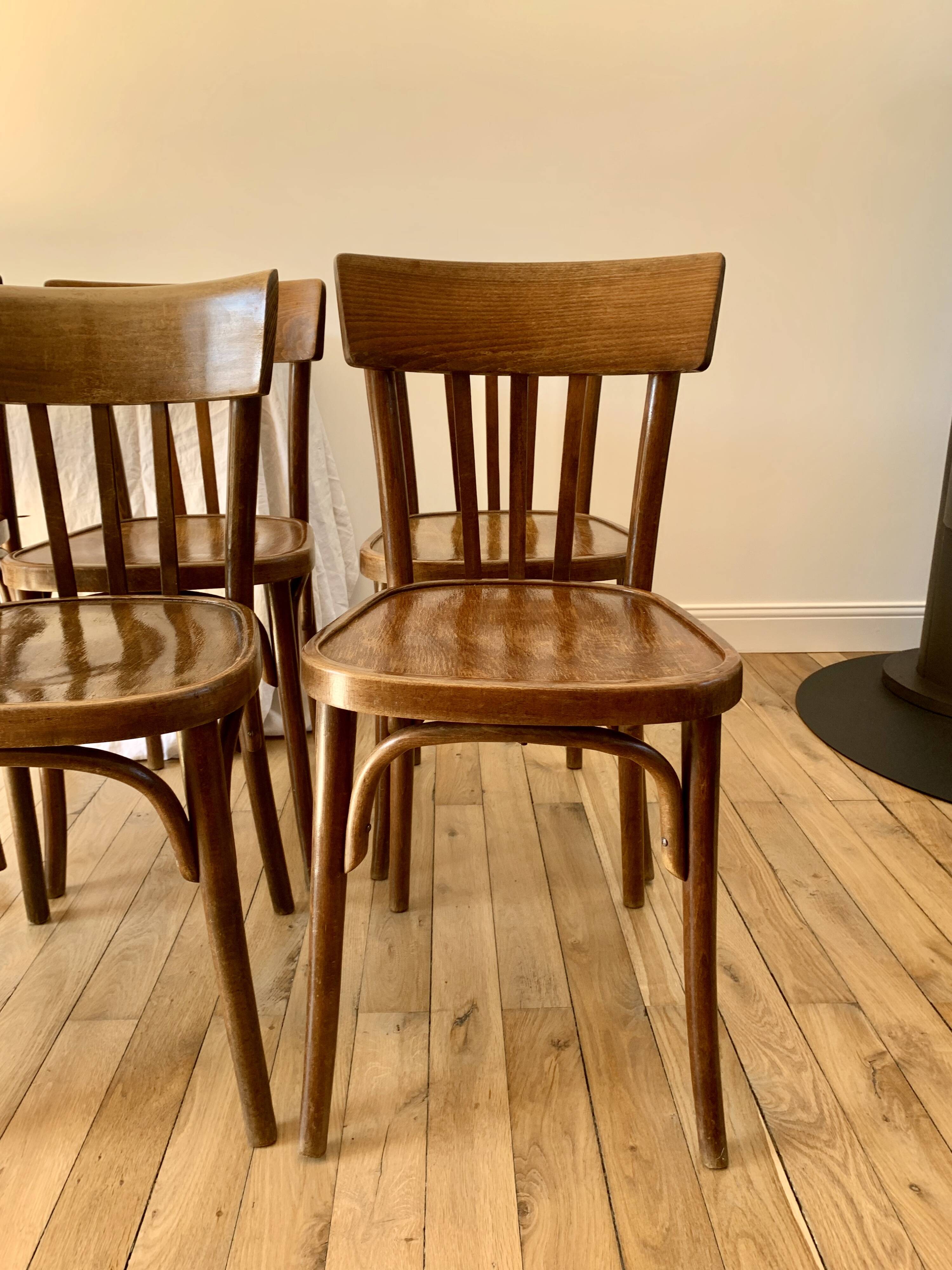set of 6 bentwood bistro chairs from the 1950s