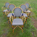 Lot of 5 bistro chairs type "Parisian" white and blue