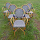 Lot de 5 fauteuils bistrot de terrasse type "parisienne" blanc et bleu