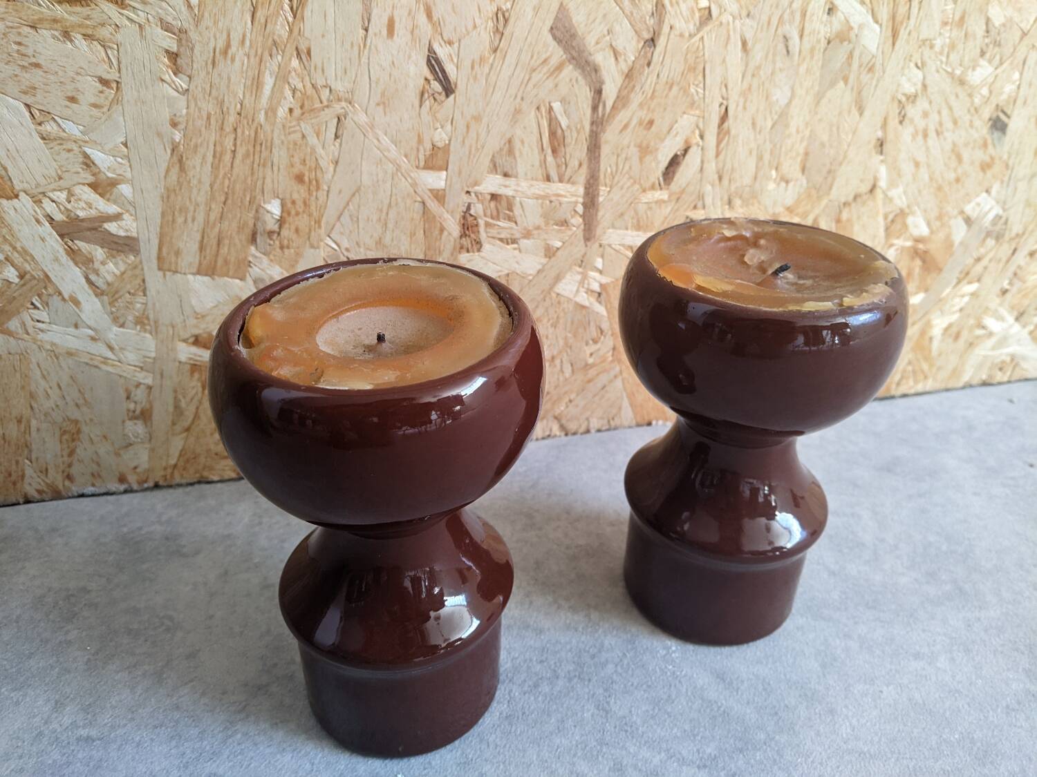 Set of brown USSR candlesticks